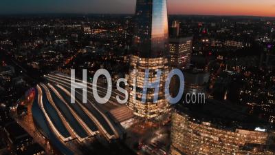 The Shard Building At Night In London- Video Drone Footage