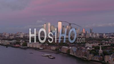 City Of London Skyline, The Shard And Tower Bridge In London, Day Time - Video Drone Footage