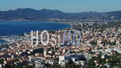 Cannes Cityscape And Mediterranean Sea, French Riviera - Video Drone Footage