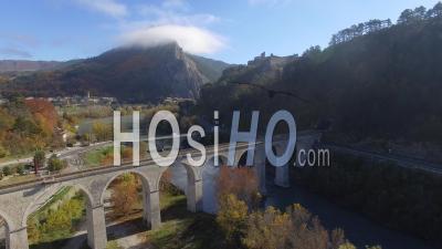 Sisteron From The Buëch River - Video Drone Footage