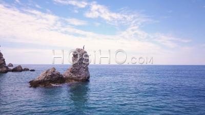Montenegro Coastline Cliff Jump - Video Drone Footage