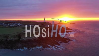 Sunrise From The Sky At Pointe Saint-Mathieu - Video Drone Footage