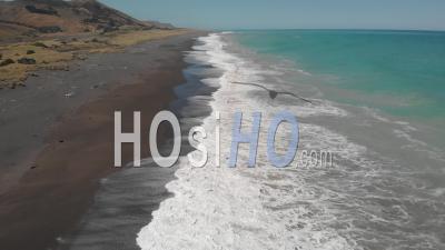 Beach With Waves - Video Drone Footage