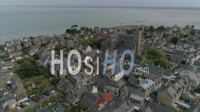 The Summer Market Of Cancale, Brittany, France - Video Drone Footage