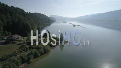 The Blue Joux Lake In Summer In Switzerland - Video Drone Footage