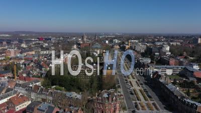 Valenciennes Empty City During Covid-19 Global Lockdown - Video Drone Footage