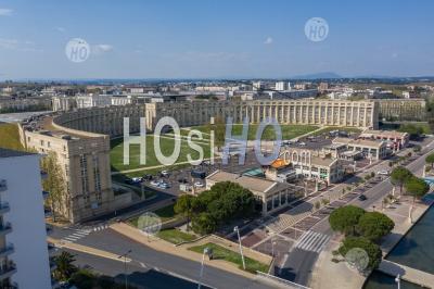 Place De L'europe In Montpellier By Drone, During Covid-19