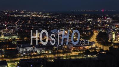 Cardiff Wales United Kingdom, By Night - Video Drone Footage