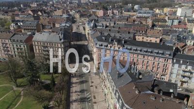 Empty Street, Belfort, France, During Covid-19 Pandemic - Video Drone Footage