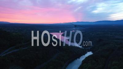 Sunrise On The Rhone River View By Drone