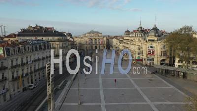 Place De La Comedie In Montpellier By Drone, During Covid-19