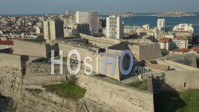 Entrecasteaux Fort In Marseille City At Day 17 Of Covid-19 Outbreak, France - Video Drone Footage