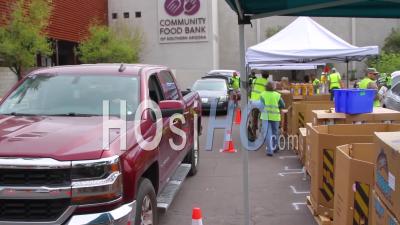 2020 - During The Covid-19 Coronavirus Epidemic Outbreak, Members Of The Armed Forces Hand Out Groceries At A Food Bank In Arizona.