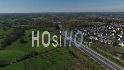 Aerial View Above Expressway Of Lisieux During The Containment Covid19 - Video Drone Footage