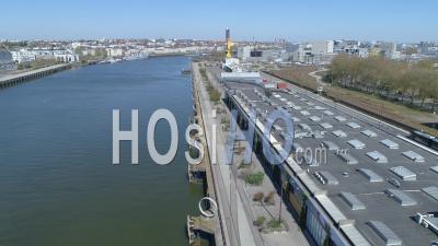 Empty Quai Des Antilles And Its Anneaux On The Island Of Nantes, At Day19 Of Covid-19 Outbreak, France - Video Drone Footage