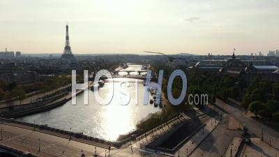 Quays Of The Seine And Street Of Paris During The Quarantine, Drone Point Of View