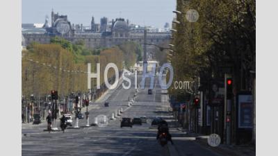 Champs Elysees Avenue In Paris, France During Lockdown