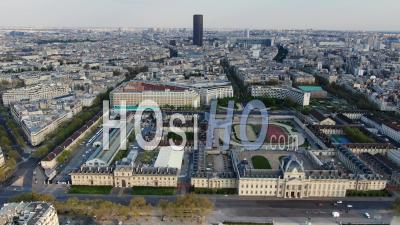 Montparnasse District During The Lockdown Of Paris - Video Drone Footage