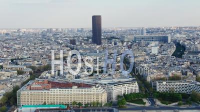 Montparnasse Tower And District During The Lockdown Of Paris - Video Drone Footage