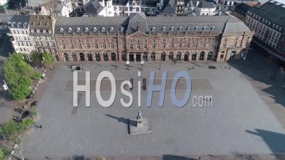 Strasbourg Under Containtment Due To Covid-19,  Kleber Square - Video Drone Footage