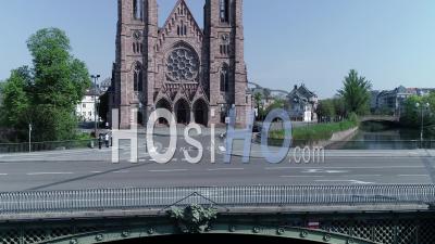 Strasbourg Under Containtment Due To Covid-19,  St Paul Canal - Video Drone Footage