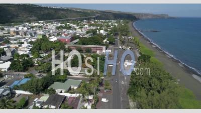 Saint-Paul Town, In Reunion, Deserted During Confinement, - Video Drone Footage