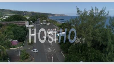 Saint-Paul Town, In Reunion, Deserted During Confinement, - Video Drone Footage