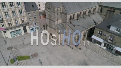 Saint Nicolas Place In Coutances, Normandy, During The Covid 19 Pandemic Lockdown - Video Drone Footage