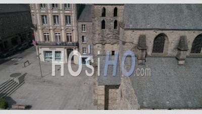 Saint Nicolas Place In Coutances, Normandy, During The Covid 19 Pandemic Lockdown - Video Drone Footage