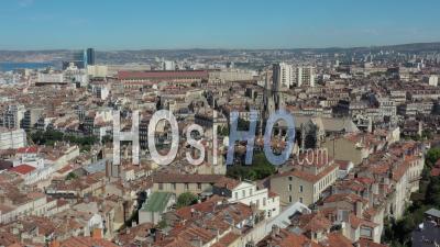 Marseille City From Place Jean-Jaures In Summer, France - Video Drone Footage