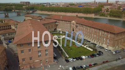 Toulouse City, Quays Of Garonne And Hotel God Saint-Jacques, Hospital Center - Video Drone Footage
