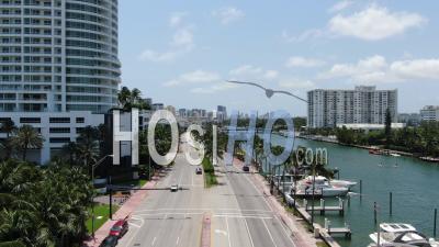 Covid-19 46th St In Miami Beach Facing South - Video Drone Footage