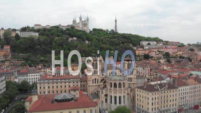 Saint Jean Cathedral And Fourviere - Video Drone Footage