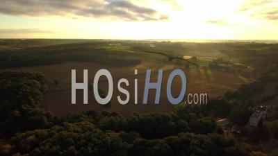 Sunrise On Vineyard And Landscape, Video Drone Footage