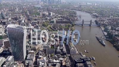 City Of London, Tower Of London, Tower Bridge, During Covid-19 Lockdown, London Filmed By Helicopter