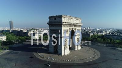 Place Charles De Gaulle And Arc De Triomphe In Paris, France View By Drone
