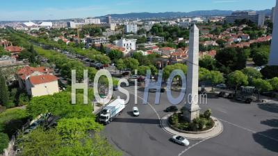 Mazargues Roundabout, Marseille At Day 44 Of Covid-19 Confinement, France - Video Drone Footage