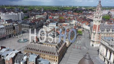 Empty Place De L'opera Of Lille On Labour Day During Lockdown Due To Covid-19 - Video Drone Footage