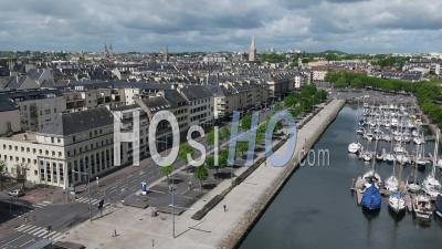 The Harbor Of Caen, And Desert Street During Lockdown Due To Covid-19 - Video Drone Footage