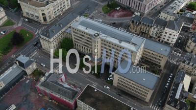 The Prefecture Of The Calvados, And Desert Street During Lockdown Due To Covid-19 - Video Drone Footage