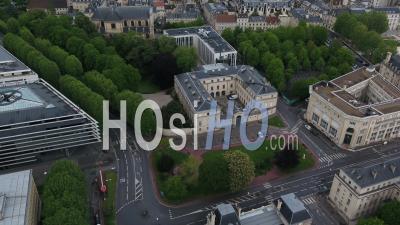 The Prefecture Of The Calvados, And Desert Street During Lockdown Due To Covid-19 - Video Drone Footage