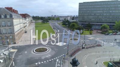 Empty Boulevard Jean Philippot In Nantes, On Labour Day During Covid-19 Lockdown - Video Drone Footage