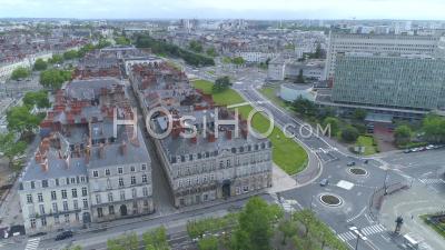 Empty Place De La Petite Hollande In Nantes, On Labour Day During Covid-19 Lockdown - Video Drone Footage