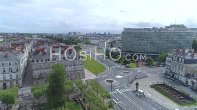 Empty Place De La Petite Hollande In Nantes, On Labour Day During Covid-19 Lockdown - Video Drone Footage