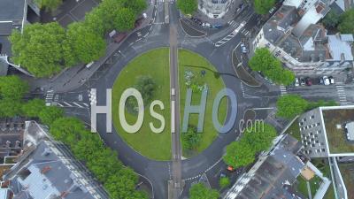 Empty Place De La Republique In Nantes, On Labour Day During Covid-19 Lockdown - Video Drone Footage