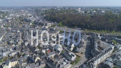Street Amiral Ronarc'h Of Quimper At Day 25 Of Covid-19 Lockdown - Video Drone Footage