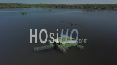 Aerial View Of Tons For Hunting Waterfowl - Video Drone Footage