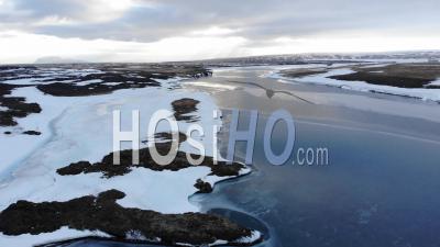 Drone Video Scenic Icy Waterway Iceland