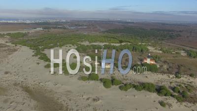 Lighthouse And Beach At Espiguette, Video Drone Footage 