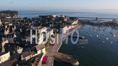 Global View Of Douarnenez From Rosmeur Harbour, By Drone, Finistere, Brittany, France